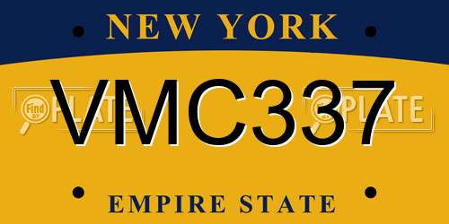 VMC337 New York License Plate