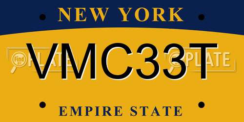 VMC33T New York License Plate