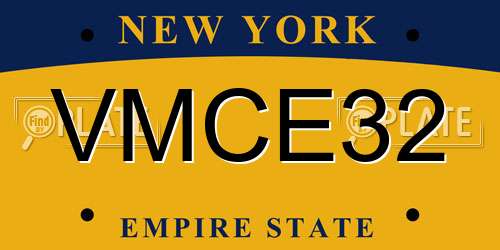 VMCE32 New York License Plate