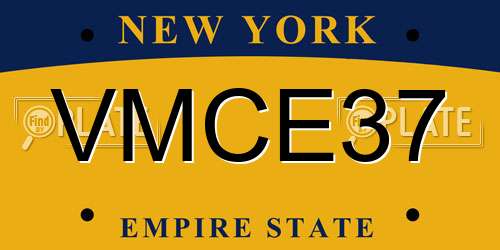 VMCE37 New York License Plate