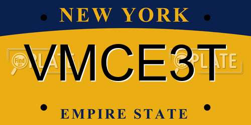 VMCE3T New York License Plate