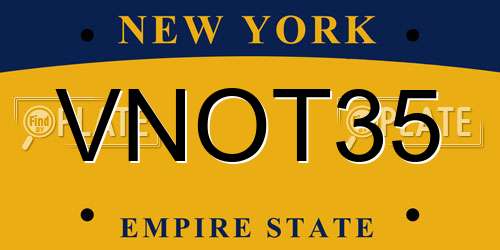 VNOT35 New York License Plate