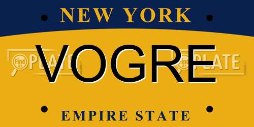 VOGRE New York License Plate