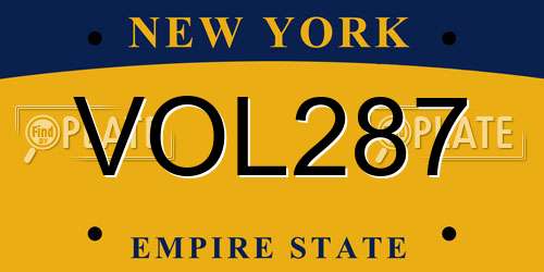 VOL287 New York License Plate