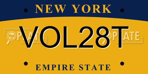 VOL28T New York License Plate