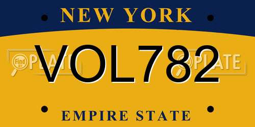 VOL782 New York License Plate