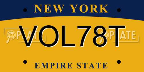 VOL78T New York License Plate