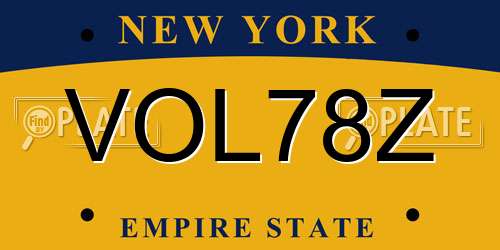 VOL78Z New York License Plate