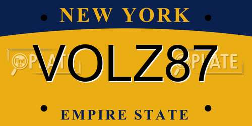 VOLZ87 New York License Plate