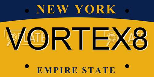 VORTEX8 New York License Plate