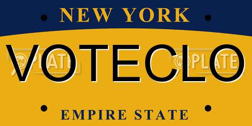 VOTECLO New York License Plate