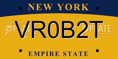 VR0B2T New York License Plate
