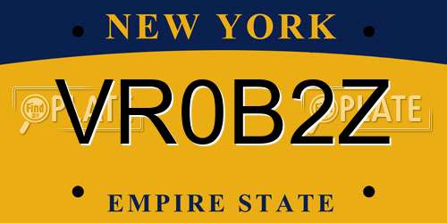 VR0B2Z New York License Plate