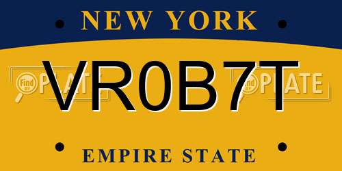 VR0B7T New York License Plate