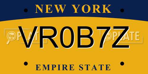 VR0B7Z New York License Plate