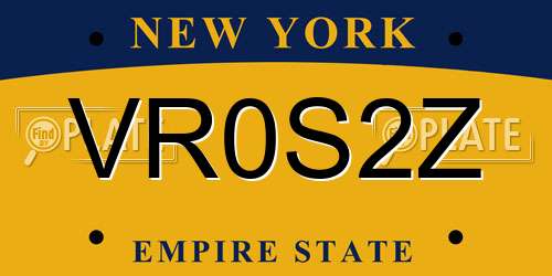 VR0S2Z New York License Plate