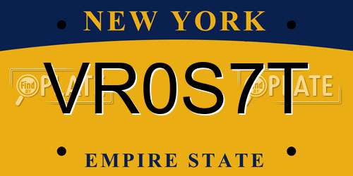 VR0S7T New York License Plate