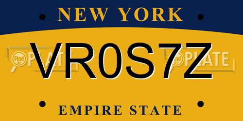 VR0S7Z New York License Plate