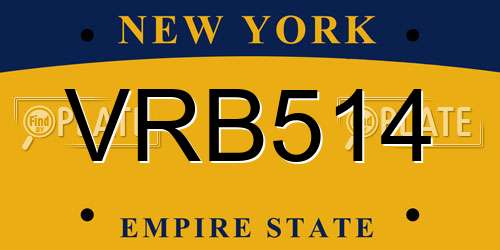 VRB514 New York License Plate