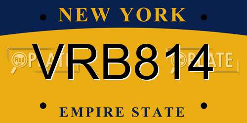 VRB814 New York License Plate