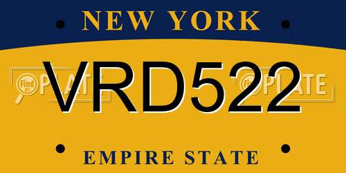 VRD522 New York License Plate