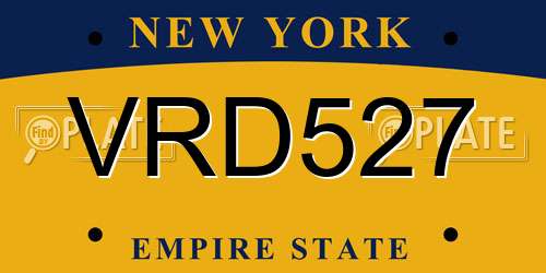 VRD527 New York License Plate