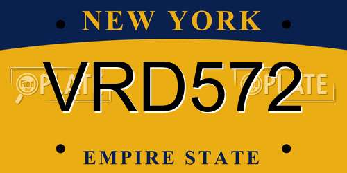VRD572 New York License Plate