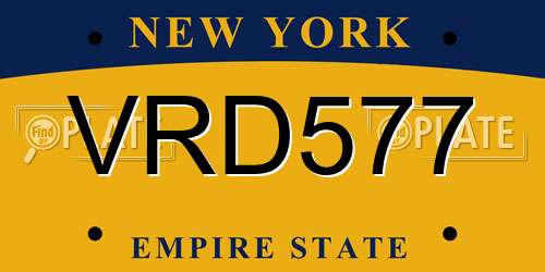 VRD577 New York License Plate