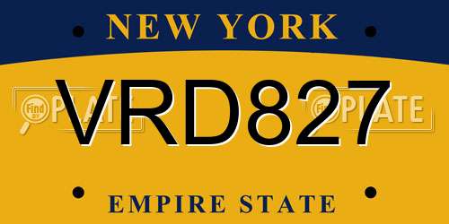 VRD827 New York License Plate