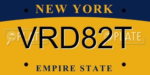 VRD82T New York License Plate