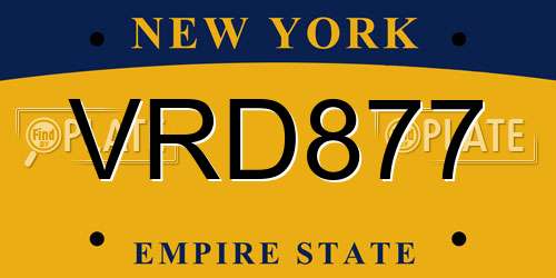 VRD877 New York License Plate