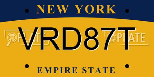 VRD87T New York License Plate