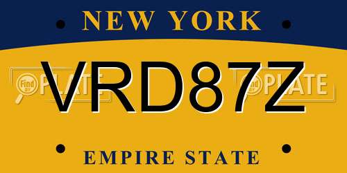 VRD87Z New York License Plate