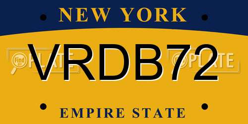 VRDB72 New York License Plate