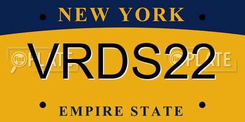 VRDS22 New York License Plate