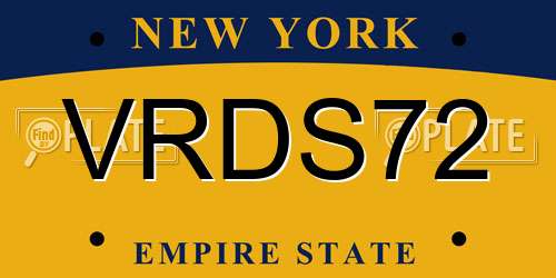 VRDS72 New York License Plate