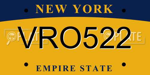 VRO522 New York License Plate
