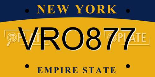 VRO877 New York License Plate