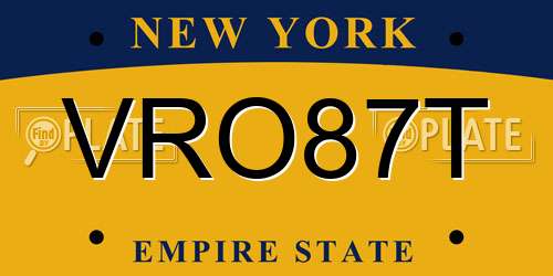 VRO87T New York License Plate
