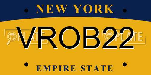 VROB22 New York License Plate