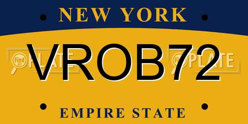 VROB72 New York License Plate