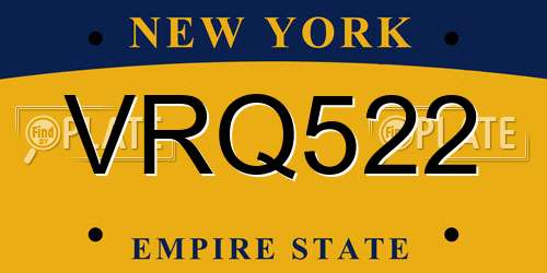 VRQ522 New York License Plate