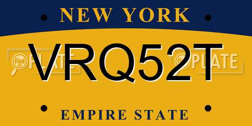 VRQ52T New York License Plate