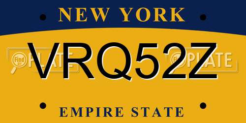 VRQ52Z New York License Plate
