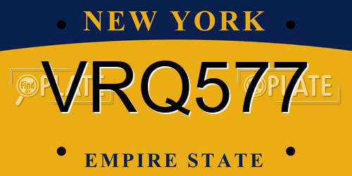 VRQ577 New York License Plate