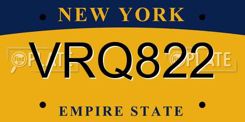 VRQ822 New York License Plate
