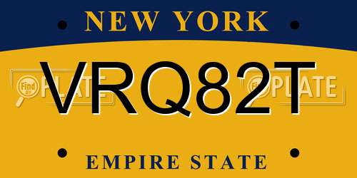 VRQ82T New York License Plate
