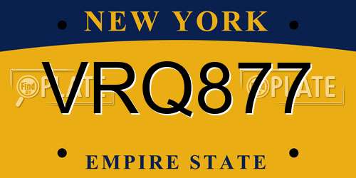 VRQ877 New York License Plate