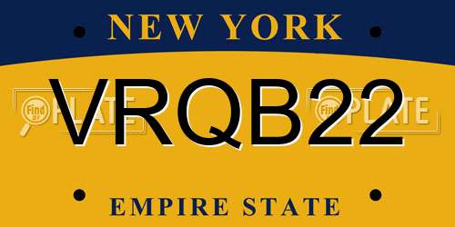 VRQB22 New York License Plate