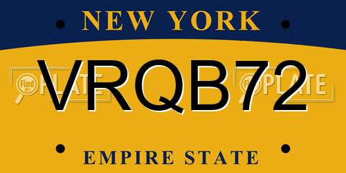 VRQB72 New York License Plate
